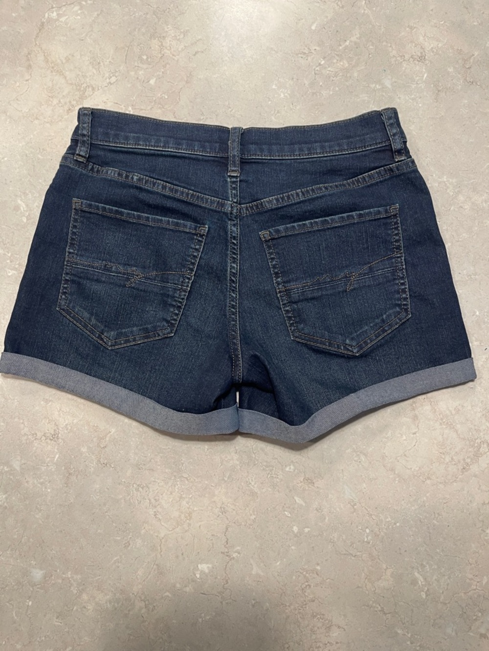 New York & Company Dark Blue Roll-Cuff Denim Shorts